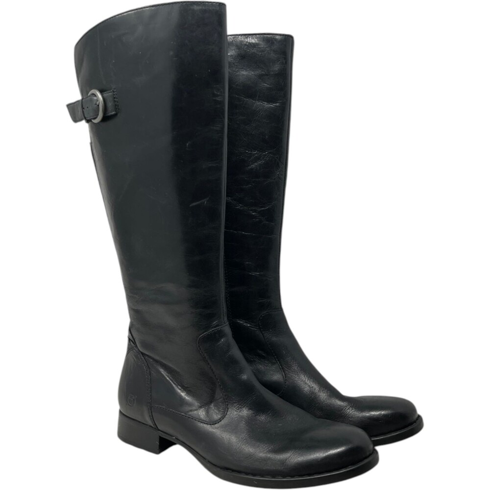 Born Boots Women's Size 11 Black Leather Tall Riding Goth Punk Core D07703